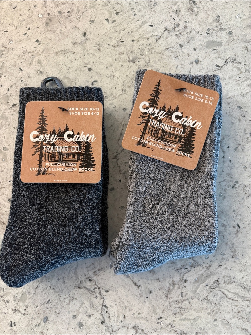 Womens Heathered Crew Socks - Dark Gray & Light Gray